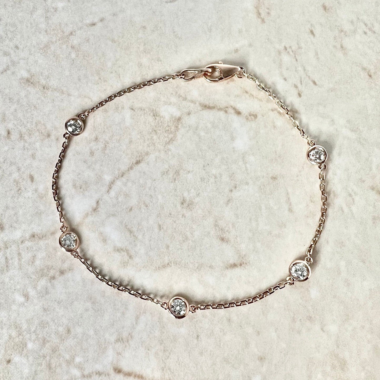 14 Karat Rose Gold 0.50 Carat Diamond By The Yard Bracelet - WeilJewelry