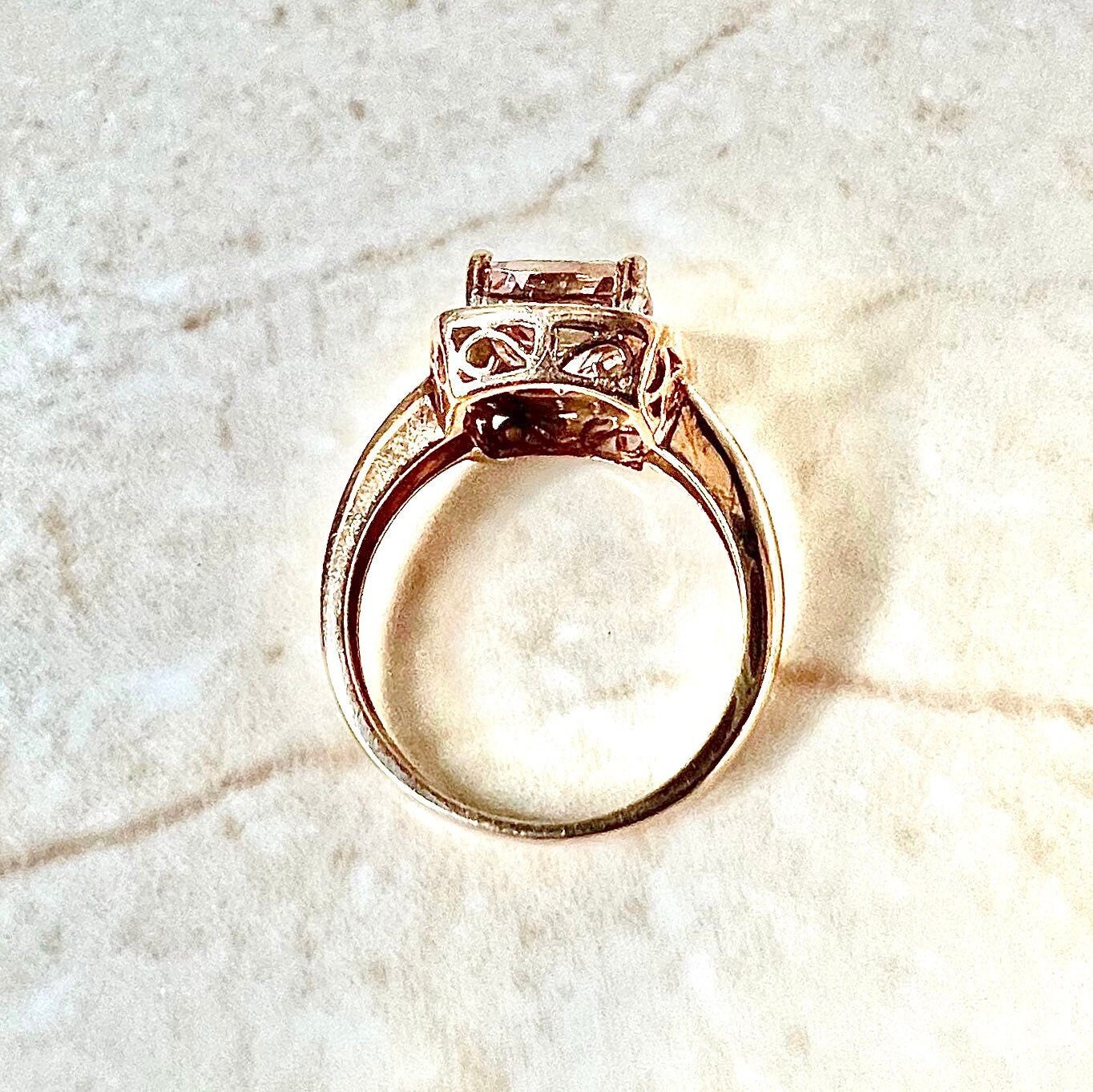 14K Morganite Halo Ring - Rose Gold Morganite Ring - Morganite Diamond Ring - Morganite Solitaire Ring - Engagement Ring -Best Gifts For Her