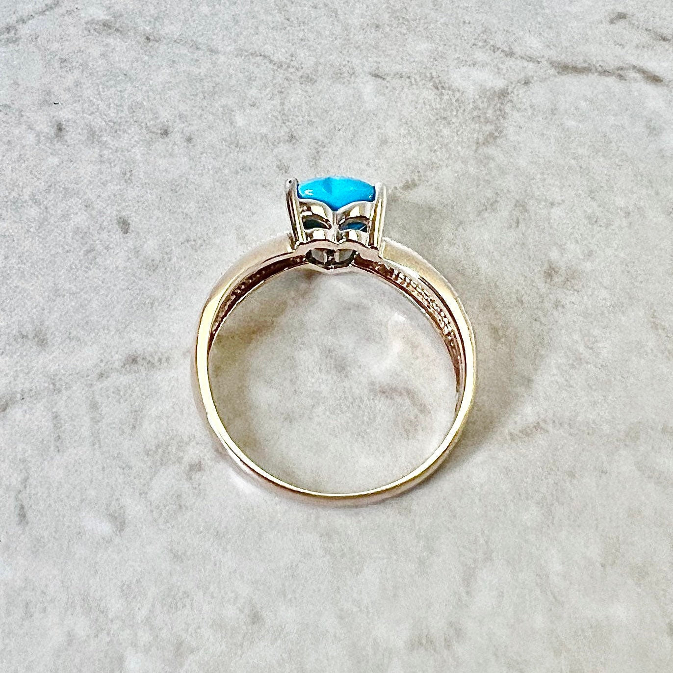 14 Karat Rose Gold Heart Turquoise & Diamond Ring - WeilJewelry