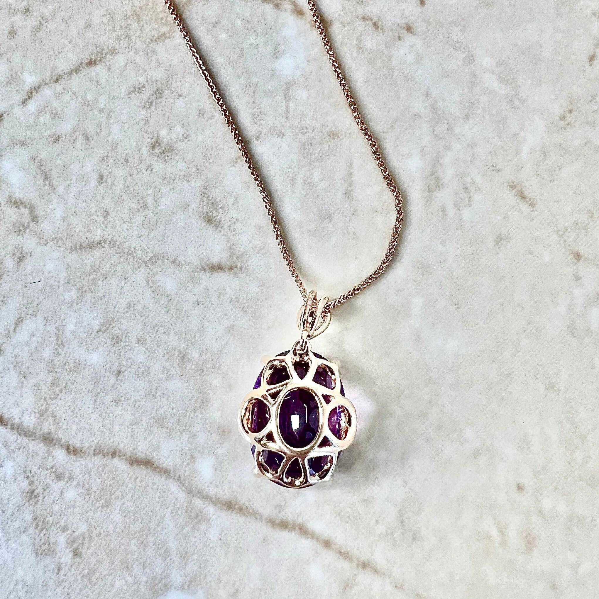 Raw Amethyst Necklace for Women Large Amethyst Pendant Necklace Rose Gold  Amethyst Jewelry Real Amethyst Pendulum Purple Crystal Necklace - Etsy