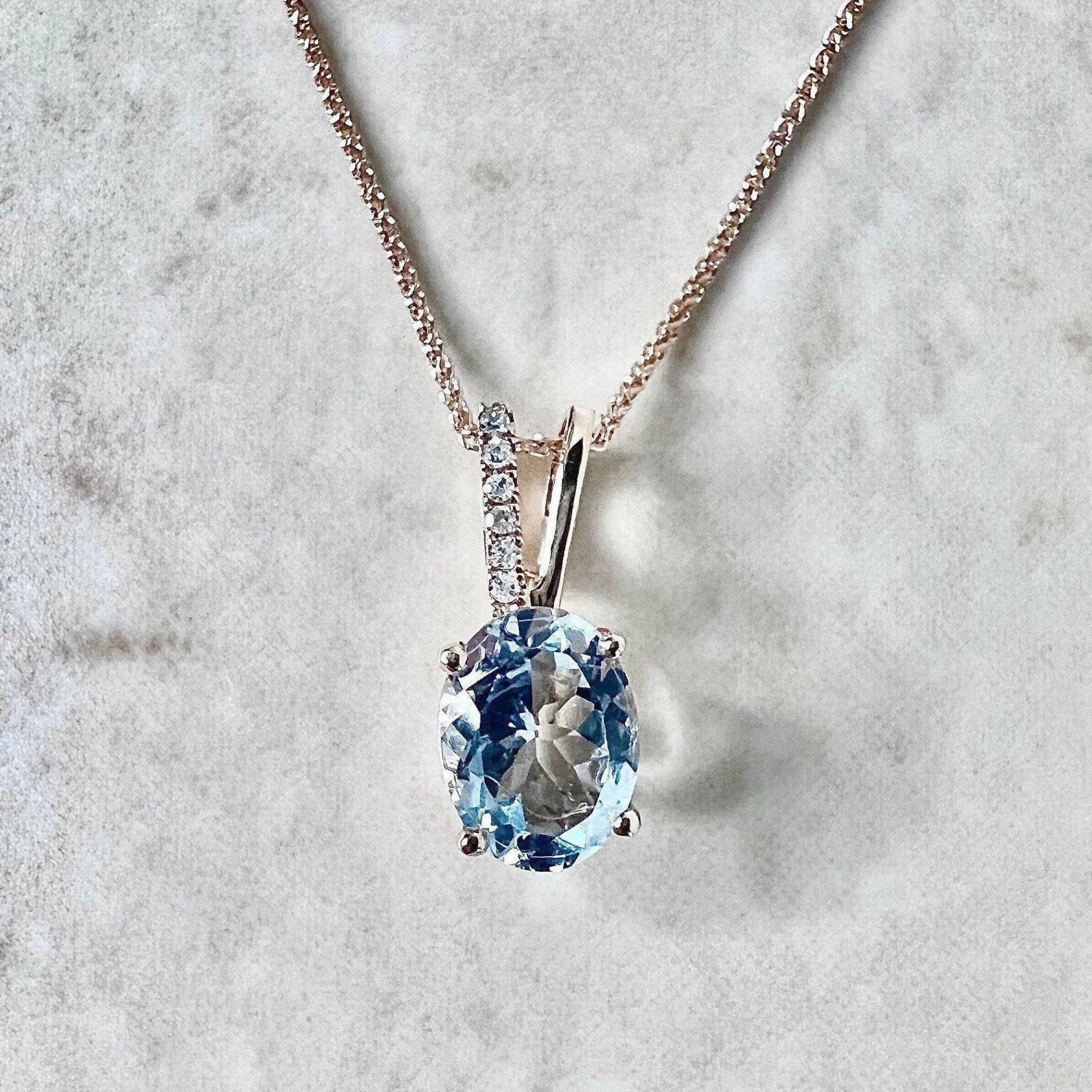 Aquamarine Pendant Necklace, Aquamarine Diamond Pendant, Teardrop Aquamarine  Necklace - Etsy