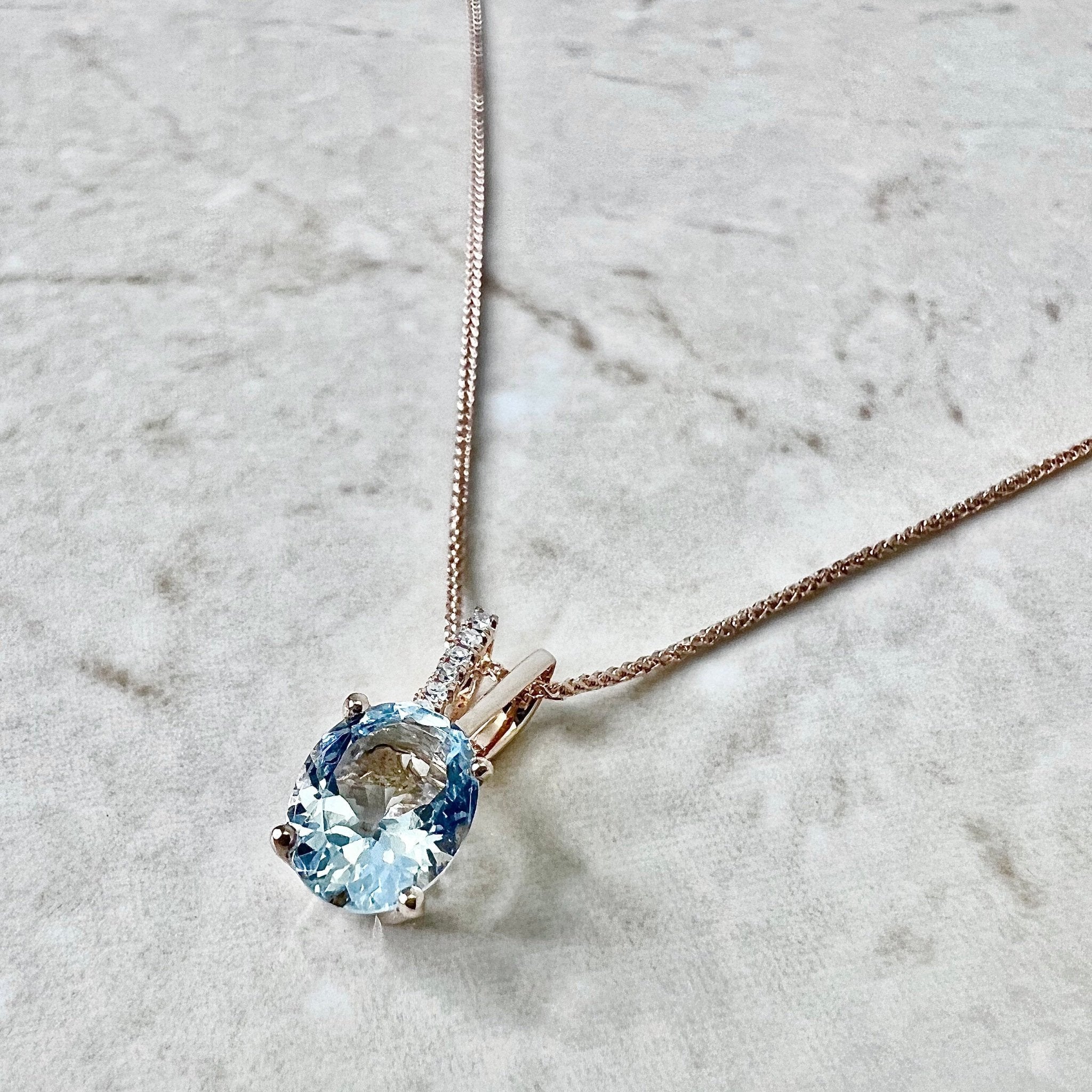 Aquamarine necklace store rose gold