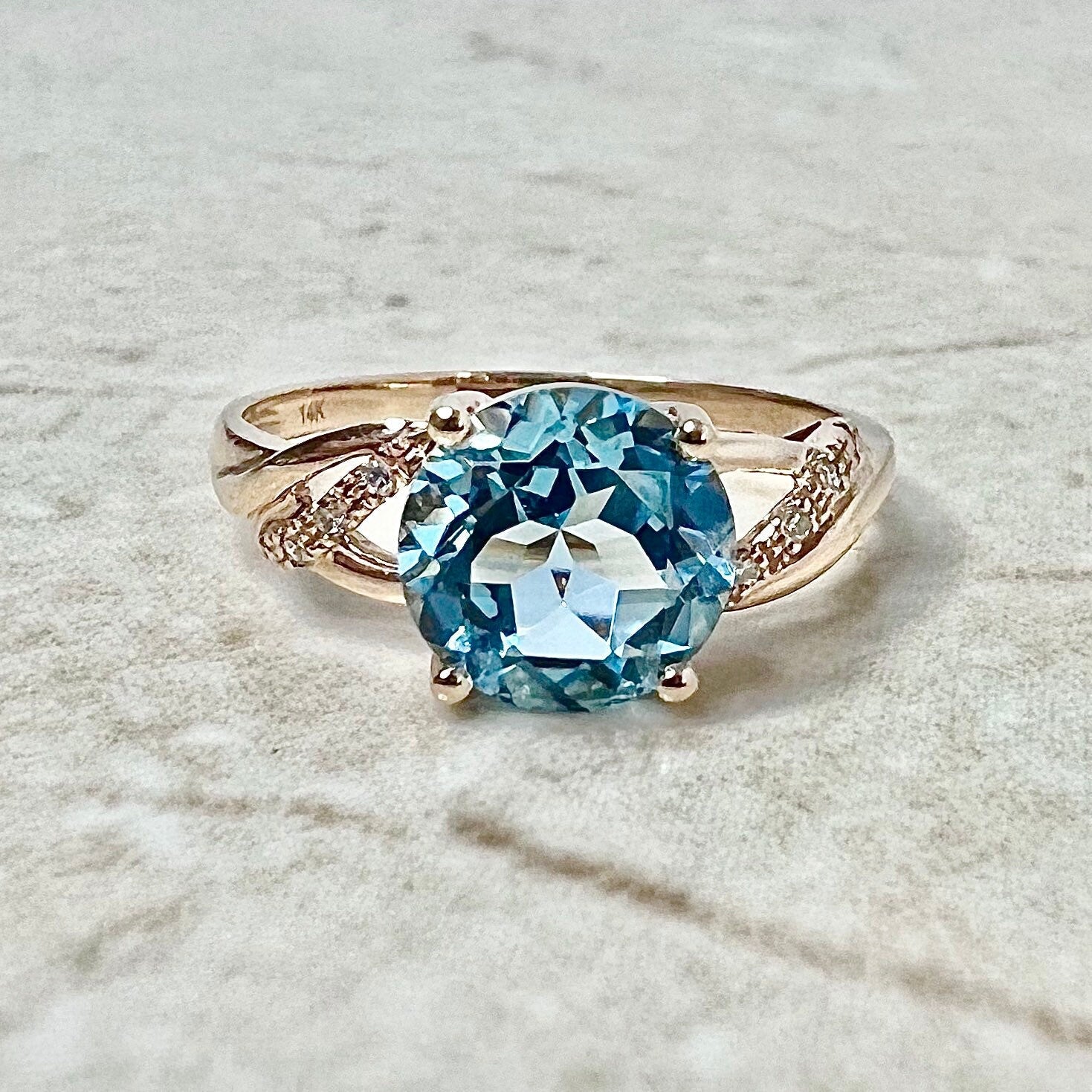 Rose gold and hot sale blue topaz rings