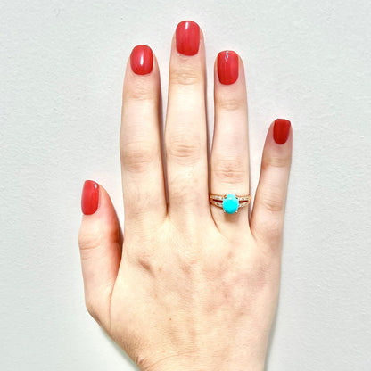 14 Karat Rose Gold Turquoise And Diamond Ring & Pendant Necklace Set - WeilJewelry