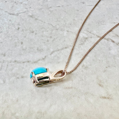 14K Gold Turquoise And Diamond Ring & Pendant Necklace Set - Rose Gold Turquoise Set - Jewelry Set - December Birthstone Jewelry