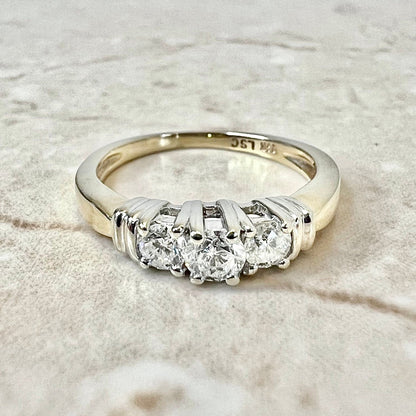 14K 3 Stone Diamond Ring - Two Tone Gold Three Stone Engagement Ring - Three Stone Ring -Anniversary Ring - Promise Ring -Best Gift For Her