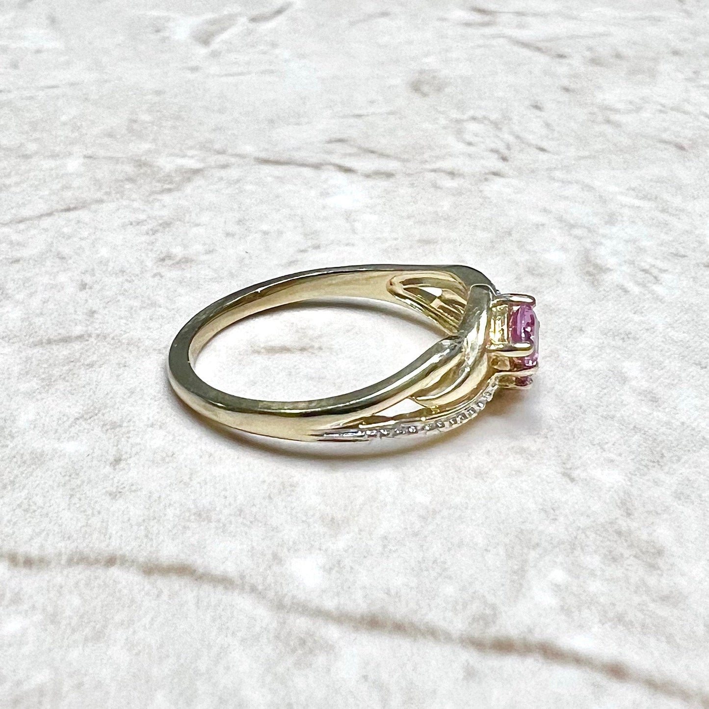 14 Karat Two-Tone Gold Natural Pink Sapphire Two-Stone Ring - WeilJewelry