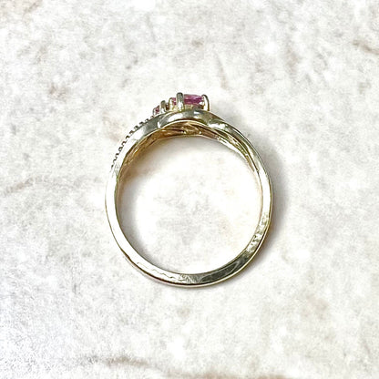 14 Karat Two-Tone Gold Natural Pink Sapphire Two-Stone Ring - WeilJewelry