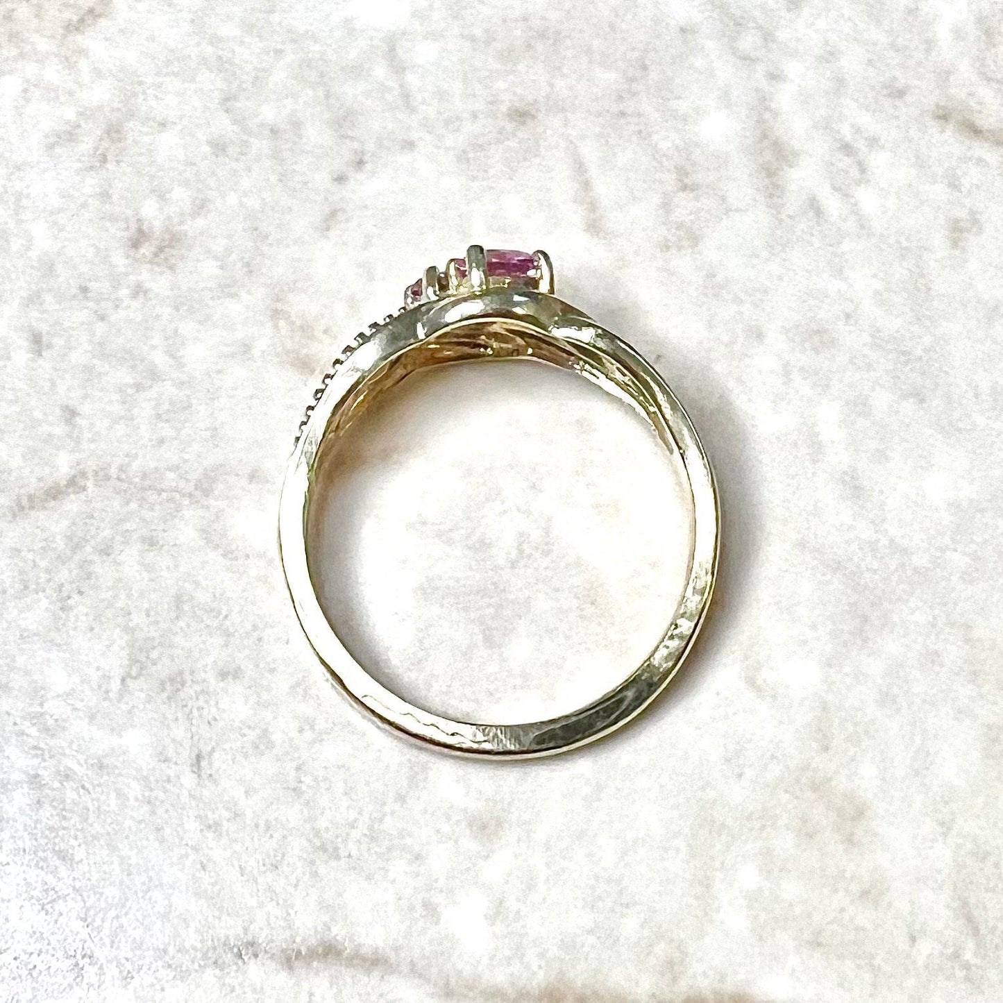 14 Karat Two - Tone Gold Natural Pink Sapphire Toi Et Moi Ring - WeilJewelry