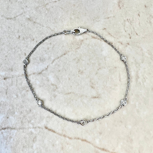 14K Diamond By The Yard Bracelet 0.12 CTTW - Diamond Station Bracelet - White Gold Bracelet - Diamond Bracelet 14K - 14K Gold Bracelet