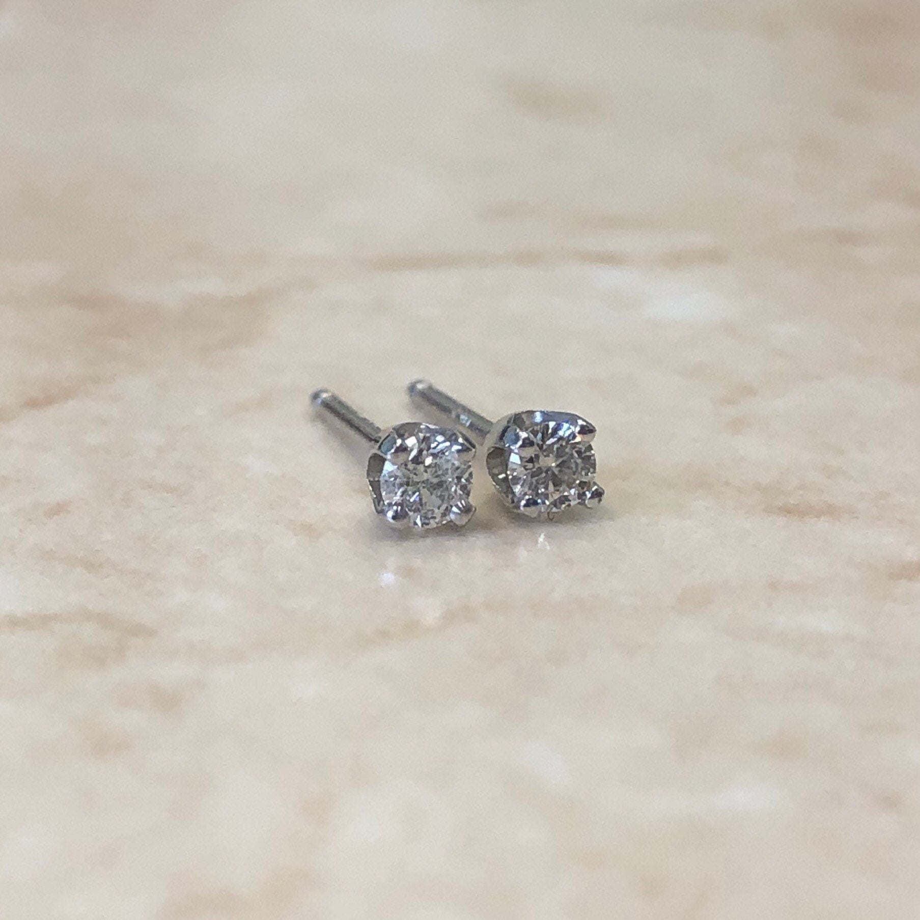 14 Karat White Gold 0.15 Carat Natural Diamond Stud Earrings - WeilJewelry