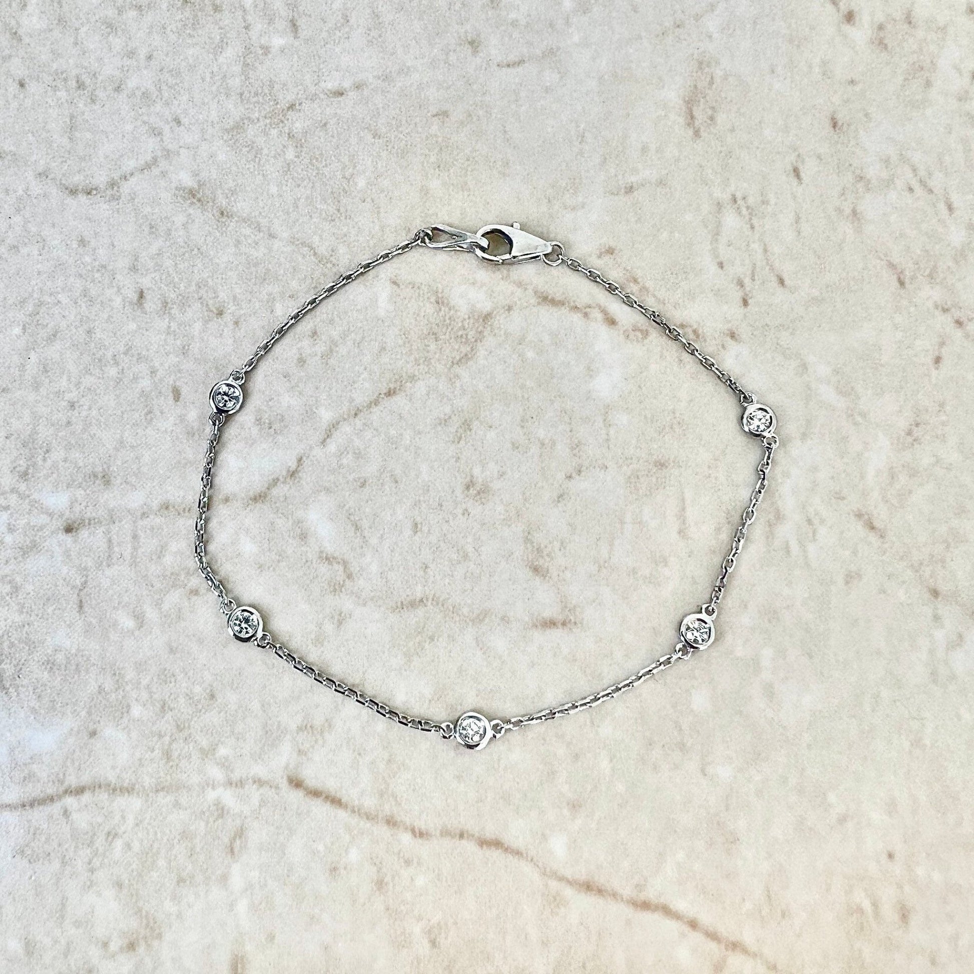 14 Karat White Gold 0.25 Carat Diamond By The Yard Bracelet - WeilJewelry