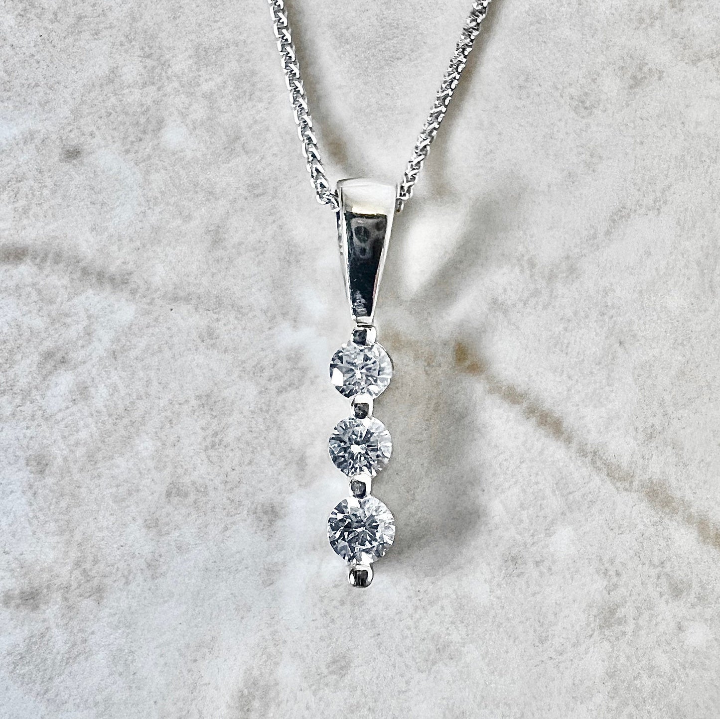 14 Karat White Gold 0.25 Carat Diamond Three - Stone Pendant Necklace - WeilJewelry