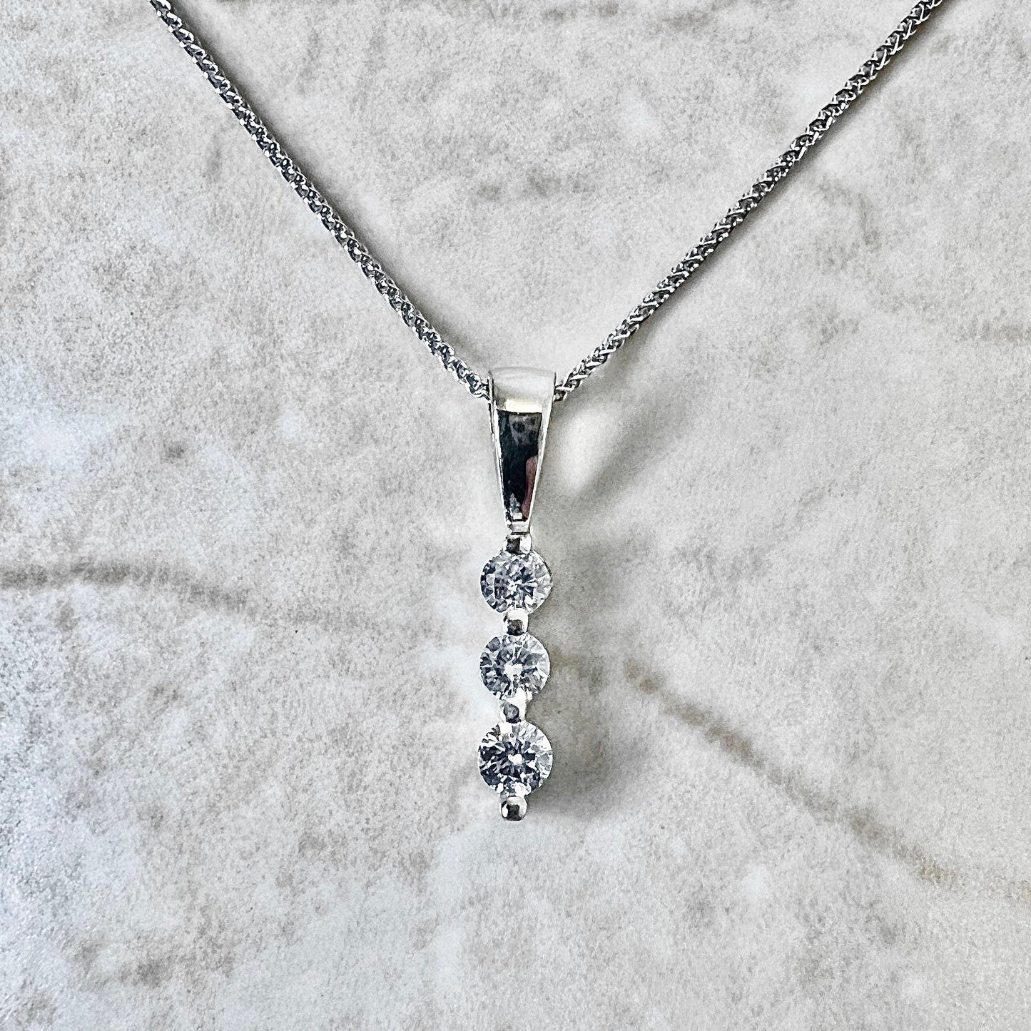 14 Karat White Gold 0.25 Carat Diamond Three - Stone Pendant Necklace - WeilJewelry