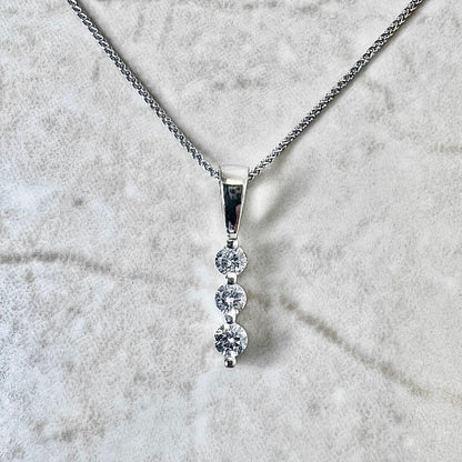 14 Karat White Gold 0.25 Carat Diamond Three - Stone Pendant Necklace - WeilJewelry