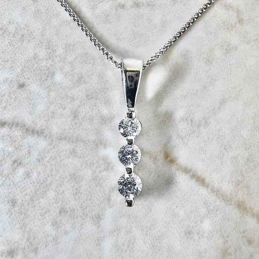 14 Karat White Gold 0.25 Carat Diamond Three - Stone Pendant Necklace - WeilJewelry