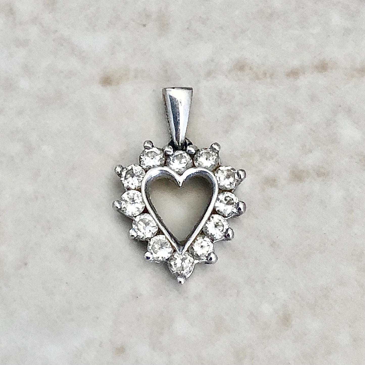 14K Diamond Heart Pendant Necklace - White Gold Diamond Necklace - Heart Necklace - Valentine’s Day Gift - Birthday Gift - Best Gift For Her