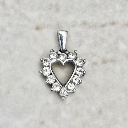 14K Diamond Heart Pendant Necklace - White Gold Diamond Necklace - Heart Necklace - Valentine’s Day Gift - Birthday Gift - Best Gift For Her