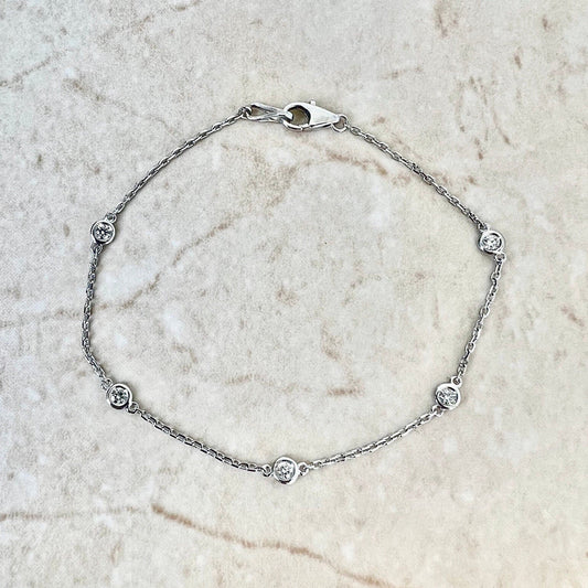 14K Diamond By The Yard Bracelet 0.35 CTTW - Diamond Station Bracelet - White Gold Bracelet - Diamond Bracelet 14K - 14K Gold Bracelet