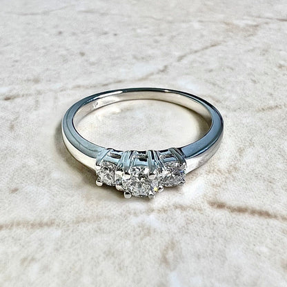 14K 3 Stone Diamond Ring - White Gold Three Stone Engagement Ring - Three Stone Ring - Anniversary Ring - Promise Ring - Best Gifts For Her