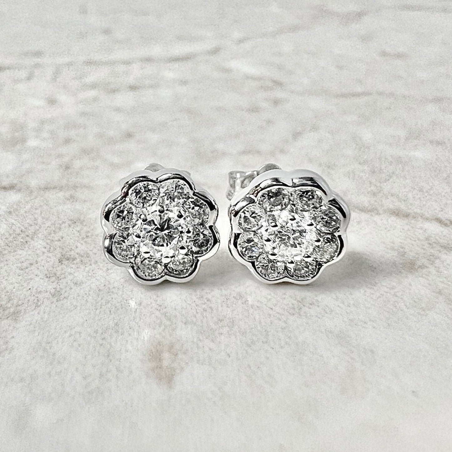 CLEARANCE 40% OFF - 14 Karat White Gold 0.42 Carat Diamond Halo Stud Earrings - WeilJewelry