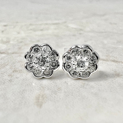 CLEARANCE 40% OFF - 14 Karat White Gold 0.42 Carat Diamond Halo Stud Earrings - WeilJewelry