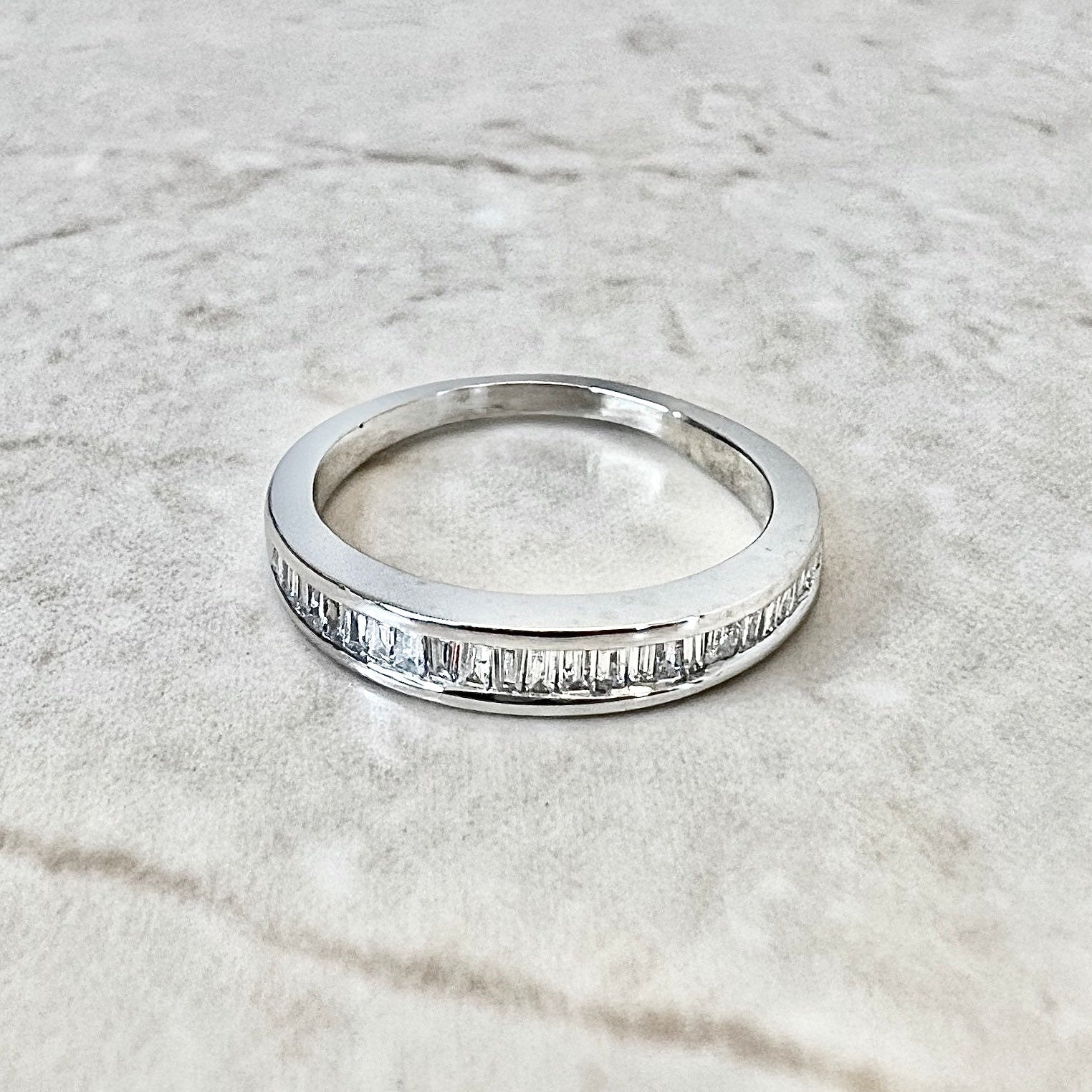14K Baguette Diamond Band Ring - White Gold Diamond Band - Anniversary Ring - Half Eternity Ring - Diamond Wedding Ring - Gold Diamond Ring