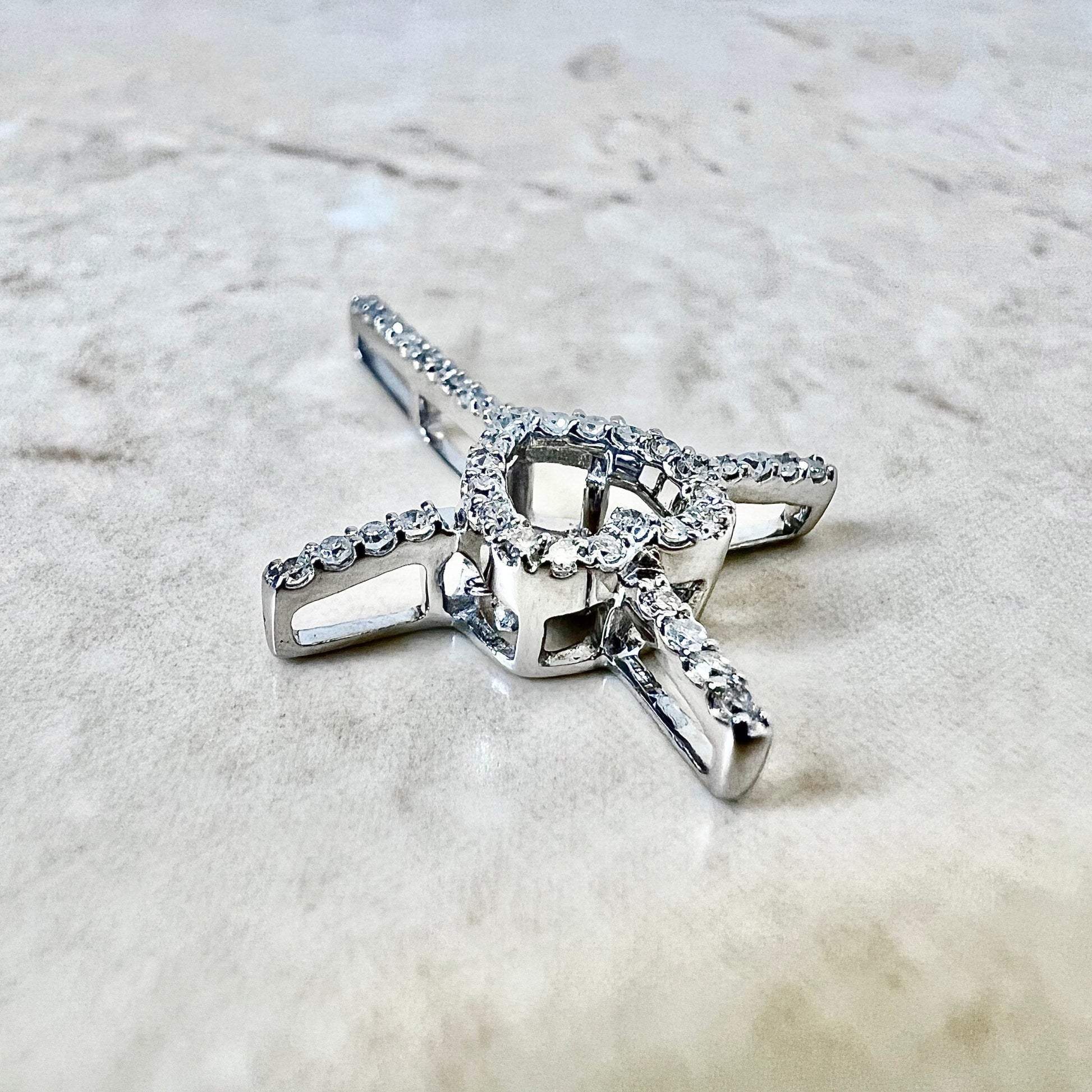 14K Diamond Cross Pendant Necklace - White Gold Diamond Pendant - Religious Jewelry - Christmas Gift For Her - Jewelry Sale