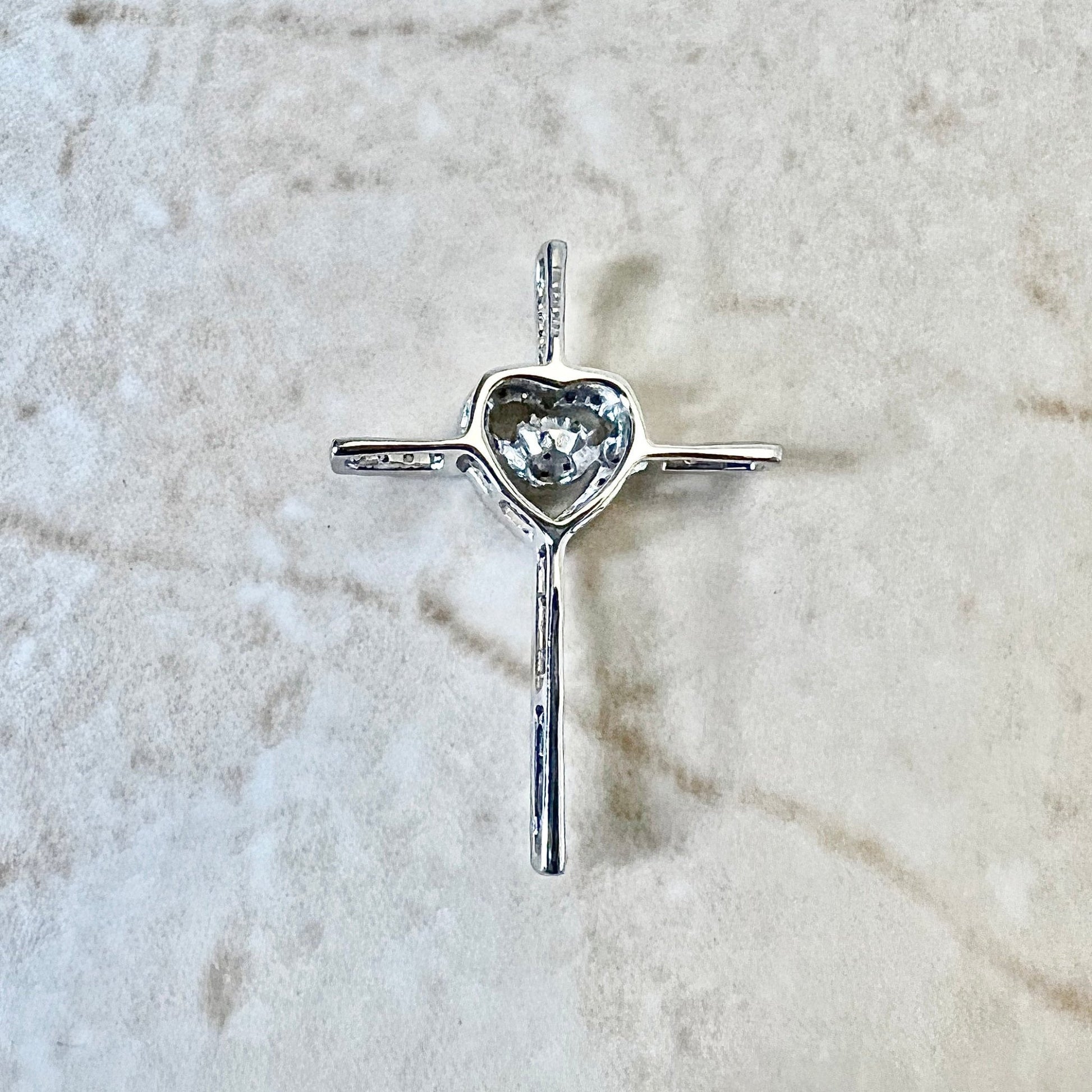 14K Diamond Cross Pendant Necklace - White Gold Diamond Pendant - Religious Jewelry - Christmas Gift For Her - Jewelry Sale