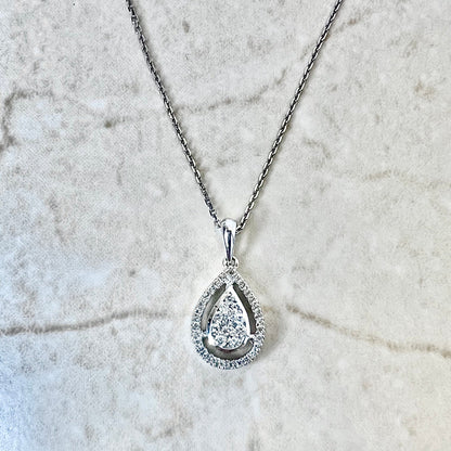 14 Karat White Gold 1/4 Carat Diamond Halo Pendant Necklace - WeilJewelry