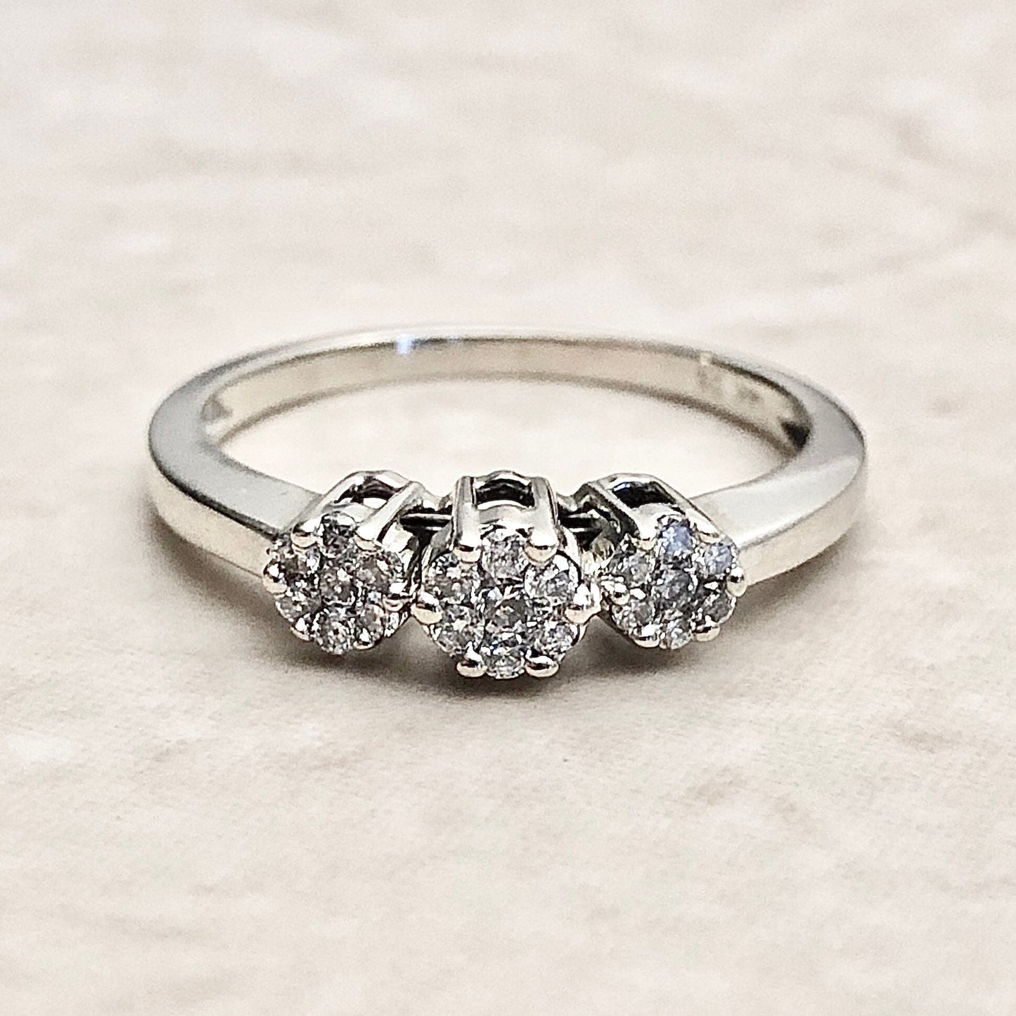 14K Cluster Pave Diamond Ring - White Gold Diamond Cocktail Ring - Birthday Gift For Her - Bridal Ring - Promis Ring - Engagement Ring