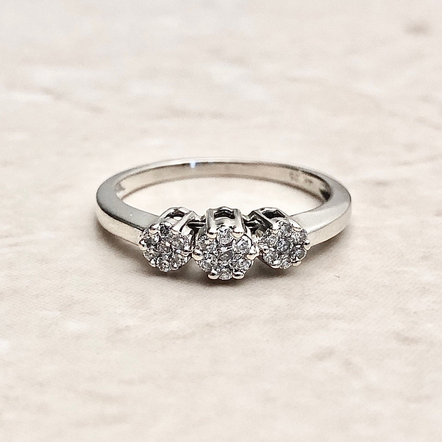 14K Cluster Pave Diamond Ring - White Gold Diamond Cocktail Ring - Birthday Gift For Her - Bridal Ring - Promis Ring - Engagement Ring