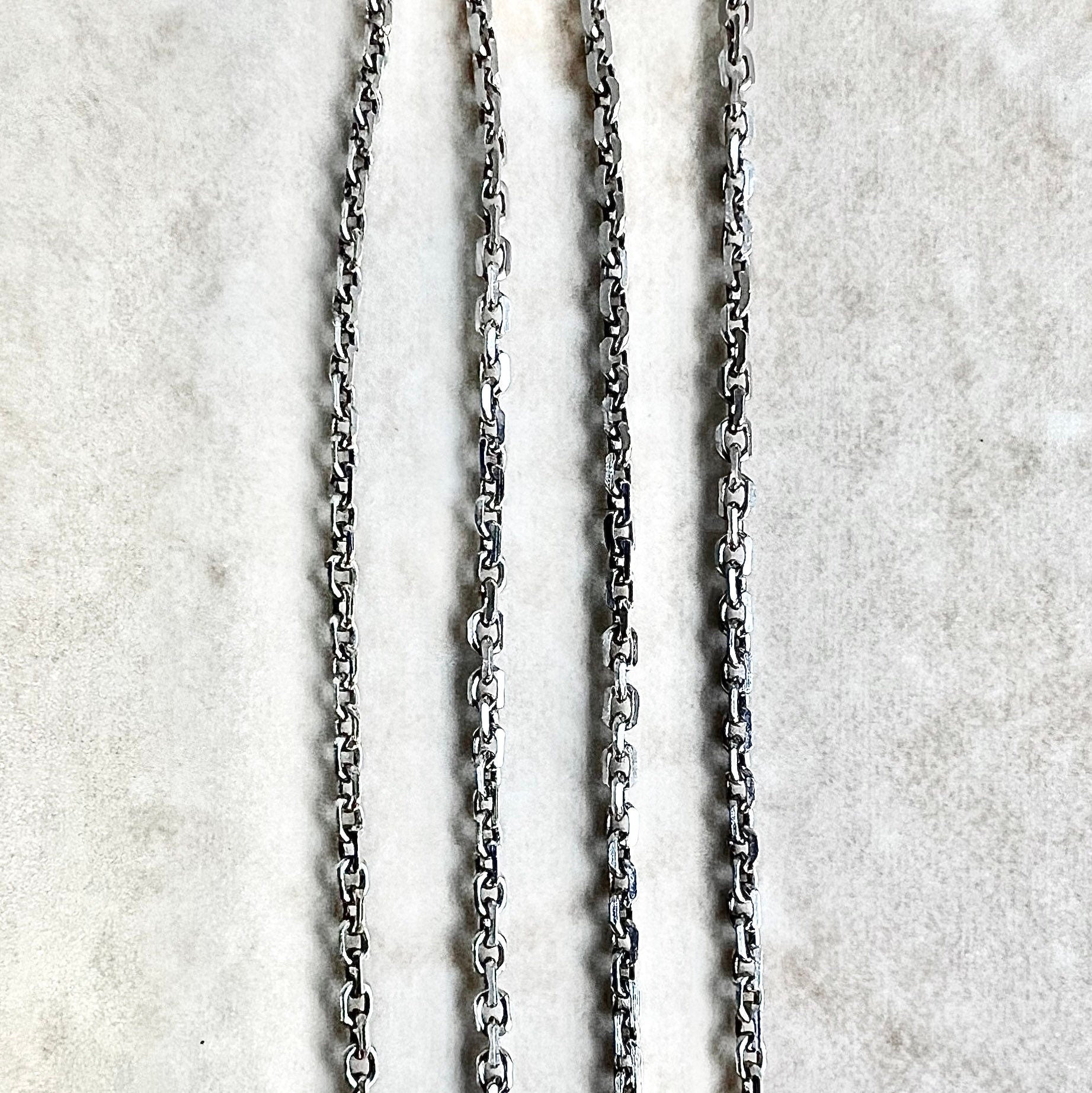 14K White Gold Cable Chain- 16 Inch Gold Chain - Diamond Cut Gold Chain - Diamond Cut Cable Chain - White Gold Chain - Link Chain Necklace