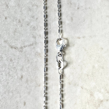 14K White Gold Bar And Bead Chain - 16.35” Gold Chain - White Gold Chain Necklace - White Gold Necklace - Best Gifts For Her - Holiday Gift