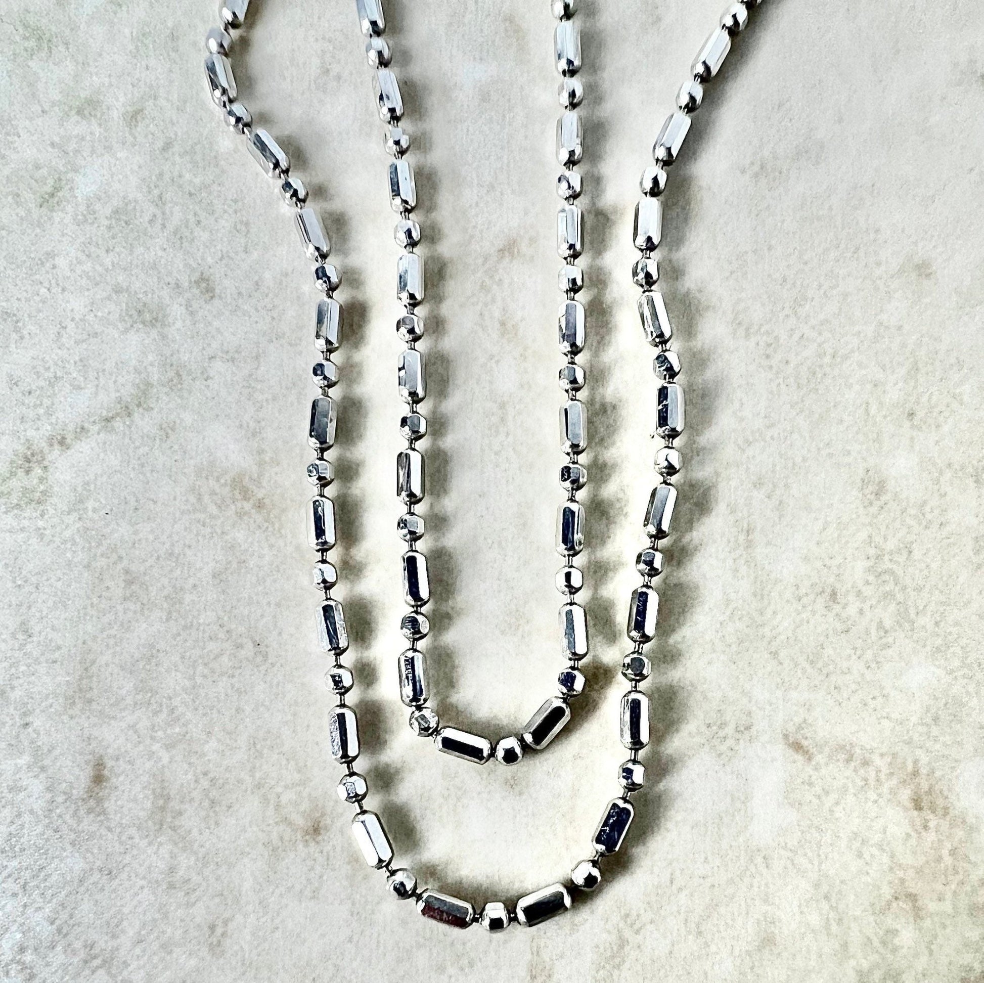 14K White Gold Bar And Bead Chain - 16.35” Gold Chain - White Gold Chain Necklace - White Gold Necklace - Best Gifts For Her - Holiday Gift