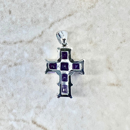 14 Karat White Gold Amethyst Cross Pendant - WeilJewelry