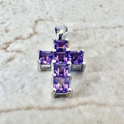 14 Karat White Gold Amethyst Cross Pendant - WeilJewelry