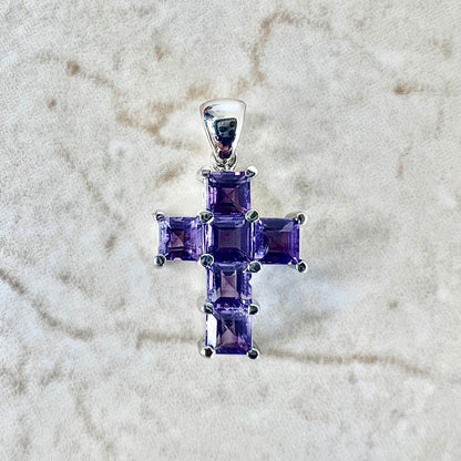 14 Karat White Gold Amethyst Cross Pendant - WeilJewelry