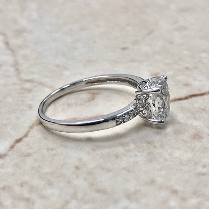 14K White Topaz & Diamond Ring - White Gold Topaz Solitaire Ring - April/November Birthstone - Birthday Gift - Best Gift For Her