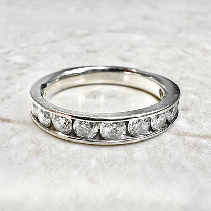 14 Karat White Gold Channel - Set 1 Carat Diamond Half Eternity Band Ring - WeilJewelry