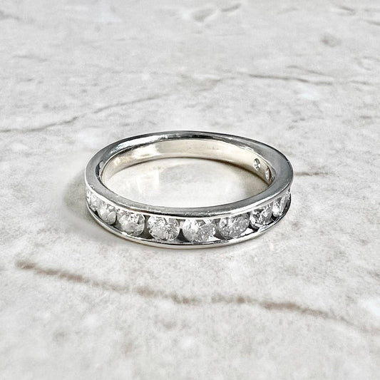 14 Karat White Gold Channel - Set 1 Carat Diamond Half Eternity Band Ring - WeilJewelry