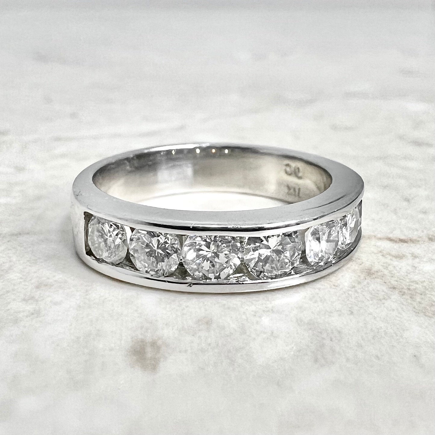 1.02 CT 14K Diamond Band Ring - White Gold Diamond Half Eternity Ring - 14K Diamond Ring - Anniversary Ring For Women - Diamond Wedding Ring