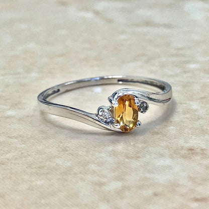 14 Karat White Gold Citrine & Diamond Ring - WeilJewelry