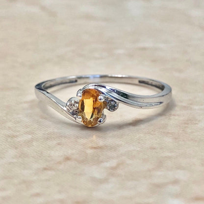 14 Karat White Gold Citrine & Diamond Ring - WeilJewelry