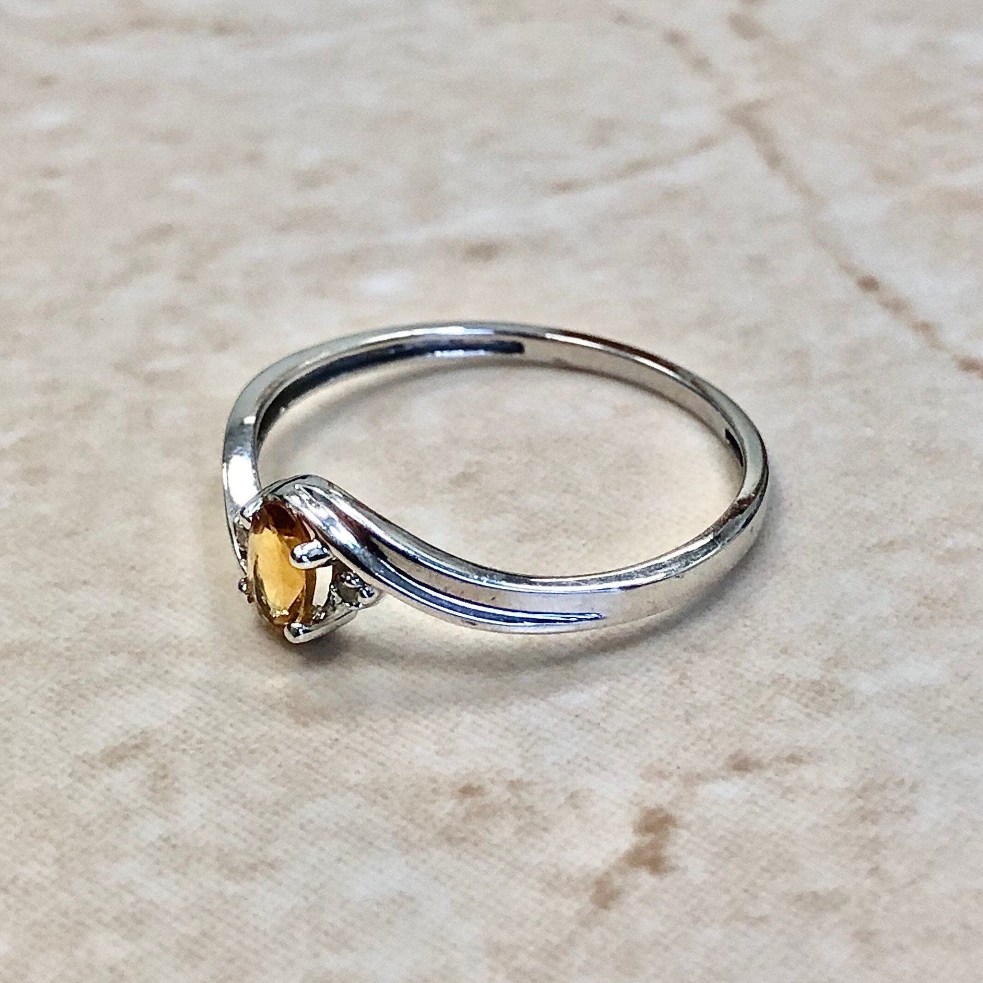 14 Karat White Gold Citrine & Diamond Ring - WeilJewelry