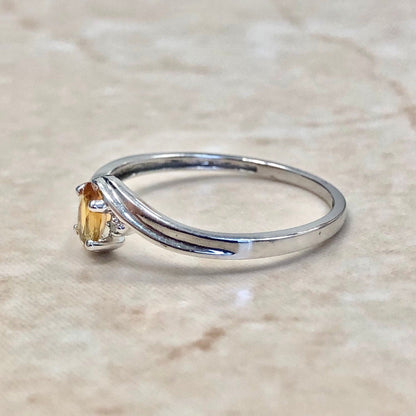 14 Karat White Gold Citrine & Diamond Ring - WeilJewelry