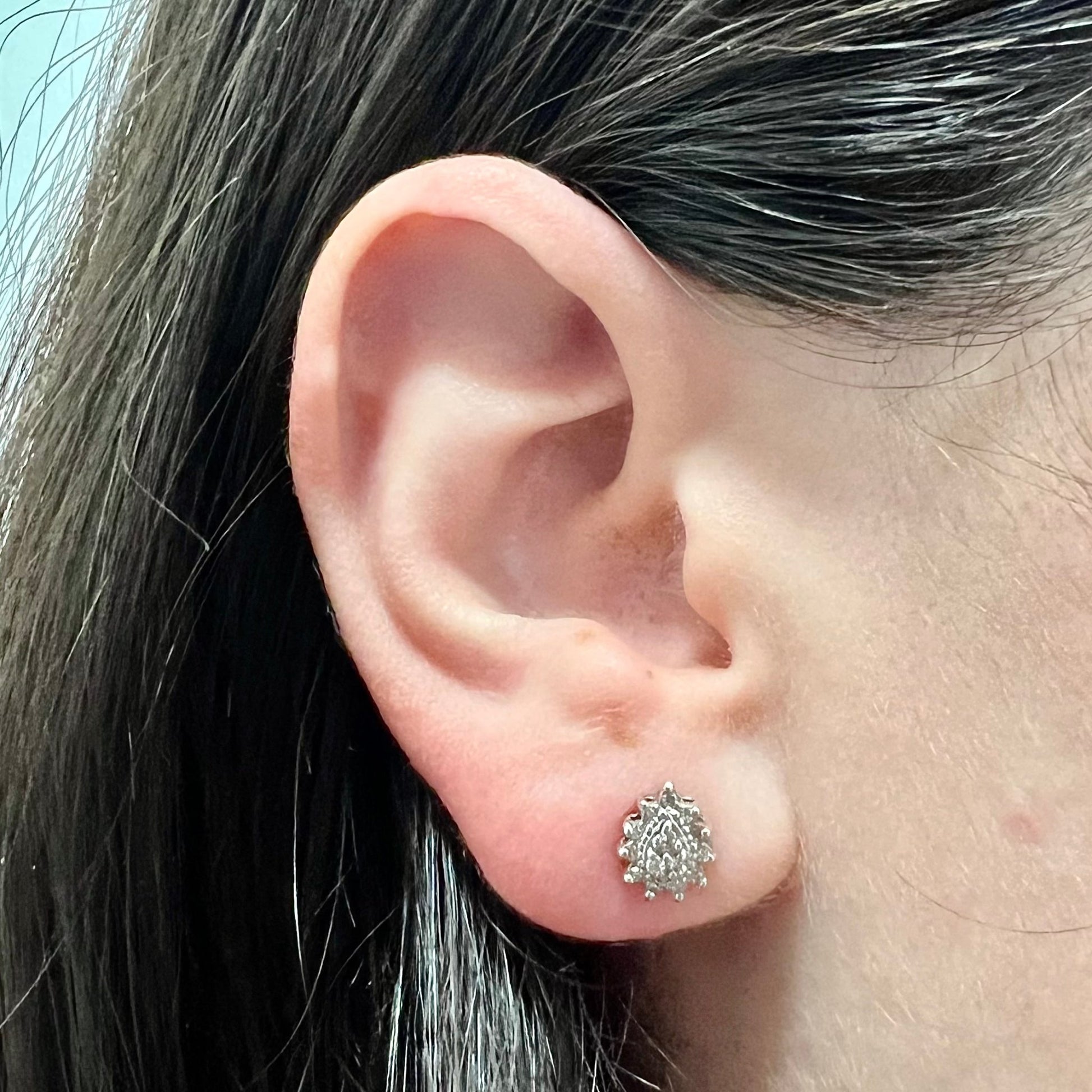CLEARANCE 40% OFF - 14 Karat White Gold Diamond Cluster Stud Earrings - WeilJewelry