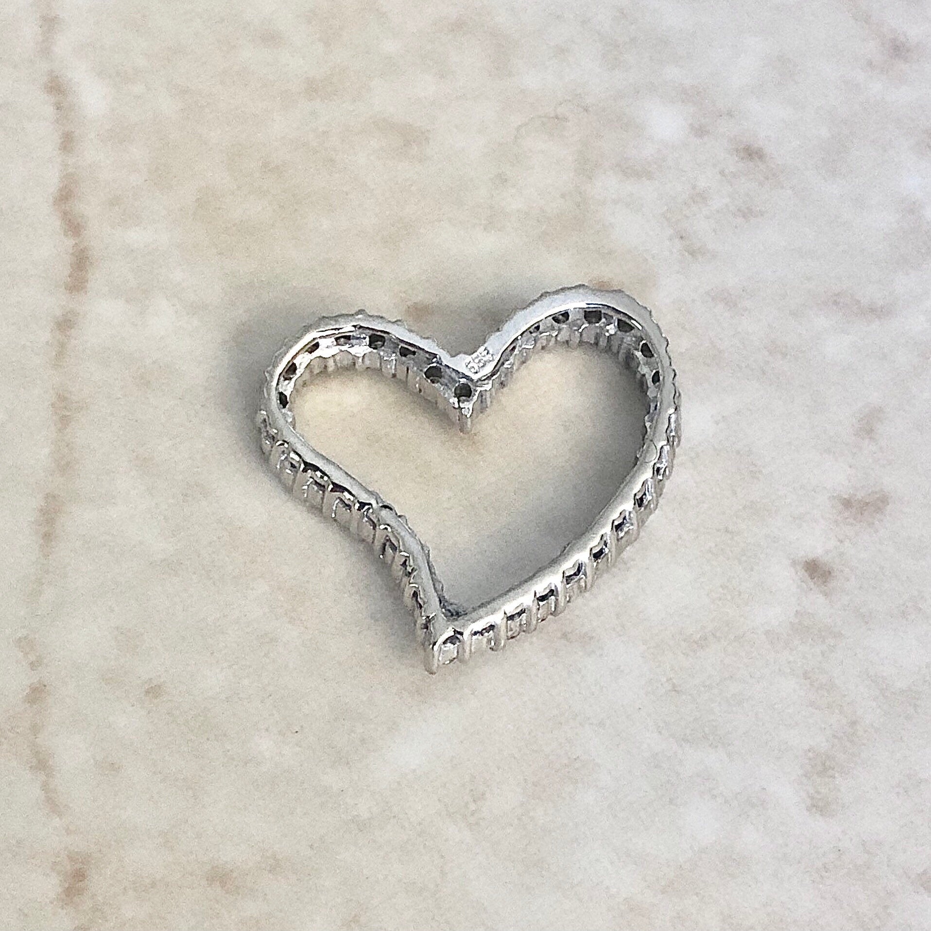 14 Karat White Gold Diamond Heart Pendant - WeilJewelry