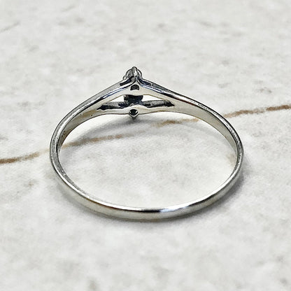 Three Stone Diamond Ring - April Birthstone Ring - 14K White Gold - Promise Ring - Anniversary Ring - Size 7 US - Birthday Gift