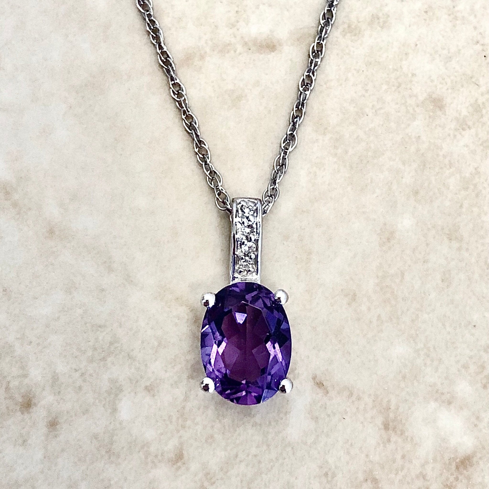 6.03 mm Natural Amethyst Necklace in White Gold | Shane Co.